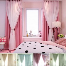2 Layers  Stars Window Shading Voile Curtain Bedroom Decor Multi Color