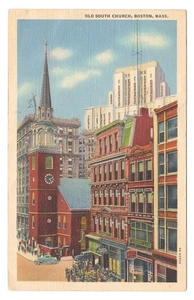 Boston Massachusetts Old South Church Vintage Linen Postcard - Picture 1 of 3