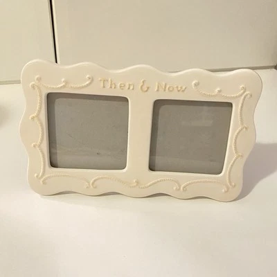 Marco de fotos de cerámica Hallmark Signature “Then & Now” contiene dos fotos 3x3 Foto 1 de 4