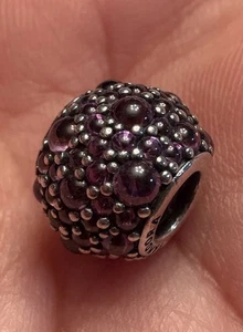 Authentic Pandora Shimmering Droplets Fancy Purple Charm 791755CFP Retired - Picture 1 of 6