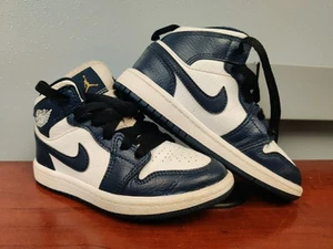 Nike Air Jordan 1 Mid Shoes Size 11c Navy Blue PS Obsidian 640734-174 Youth Boys - Picture 1 of 9