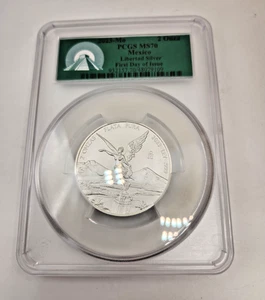 2023-Mo México 2 Onza Libertad .999 Plata PCGS MS 70 Primer Día de Emisión 2 OZ - Imagen 1 de 5