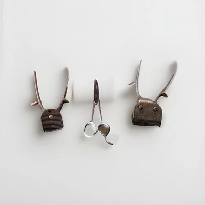 Vintage John Oster & Coates Manual Barber Hand Held Clippers 1” & 2” & Scissors - Image 1 of 4