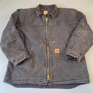 Carhartt C61 Sandstone Ridge Sherpa Lined Coat Jacket Mens L Black Duck Canvas - Picture 1 of 12