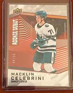 Macklin Celebrini Red Parallel 44/99 2024-25 Upper Deck Rookie Debut - Bild 1 von 2