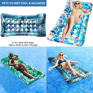 Flotador de piscina para balsa tamaño salón piscina inflable flotador con reposacabezas ultra cómodo... - Imagen 1 de 13