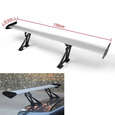 Universal Sedan Aluminum GT Rear Trunk Wing Racing Spoiler Silver - Image 1 of 4