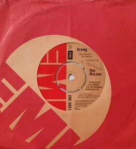 Don McLean-Crying/Genesis (In The Beginning) Vinyl 7" Single.1978 EMI 5051. - Picture 1 of 4