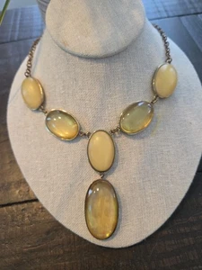 Vintage Crown Trifari Yellow Lucite Statement Necklace - Picture 1 of 7