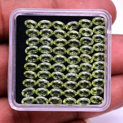 VVS 60 Stück Natürlich Peridot 5mm 3mm Oval Facettiert Schliff Unbehandelt Lose - Bild 1 von 4