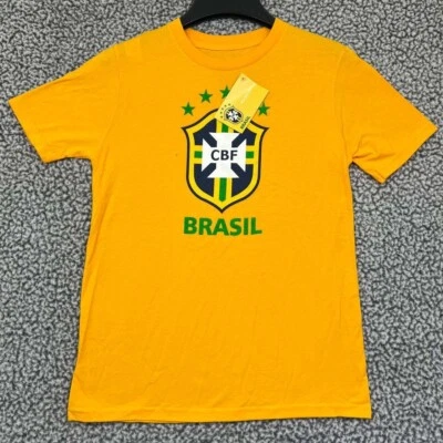 Brasil CBF Shirt Youth Medium 10-12 Yellow Short Sleeve Crew Neck Cotton New - Image 1 of 4