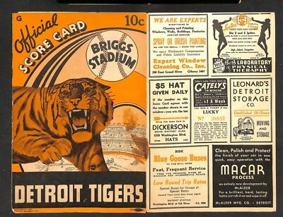 AUGUST 1, 1938 NEW YORK YANKEES @ DETROIT TIGERS SCORECARD, UNSCORED - Image 1 of 3