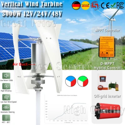 3000W 12V 24V 48V Vertikale Windkraftanlage Windgenerator Windturbine Komplett - Bild 1 von 4