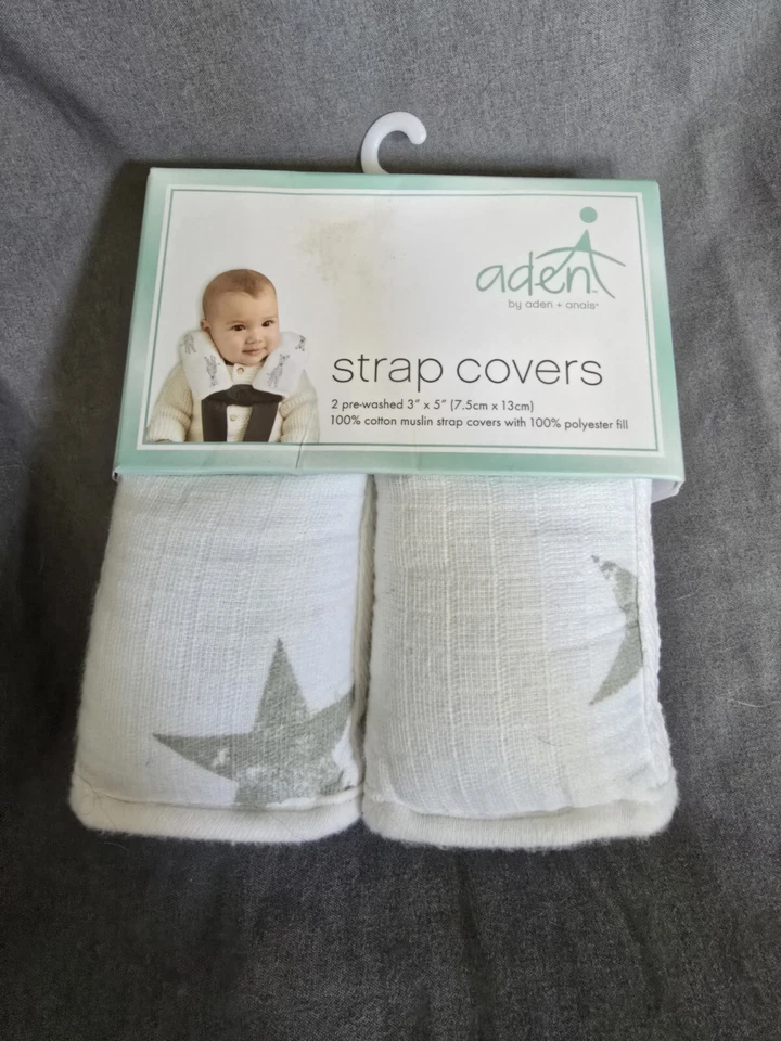Usado en Excelente Condición Juego de Fundas de Correa de Asiento de Bebé Aden and Anais Infant BabCar 2 Estrellas Blanco Coche de Bebé Foto 1 de 4