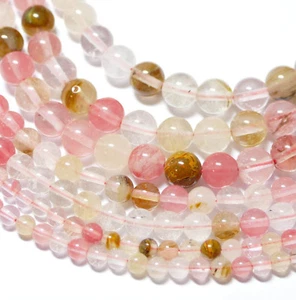 Cherry Quarz Perle Kugel facettiert mix 4 - 14 mm, 1 Strang #4507 BACATUS - Bild 1 von 1