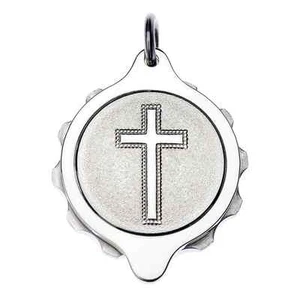 SOS Talisman Sterling Silver Medical Pendant - Christian Cross - Picture 1 of 2