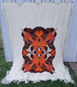 Handmade Large Queen Afghan Entrelac Crochet Throw Bed Spread 75" X 102" - Picture 1 of 24