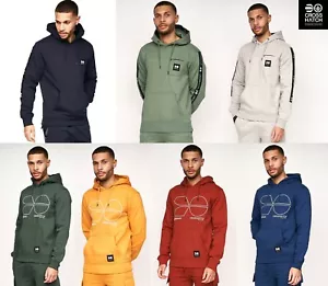 Mens Crosshatch Hoodie Pullover Fleece Jersey Hooded Jumper Sweater Winter Top - Picture 1 of 26