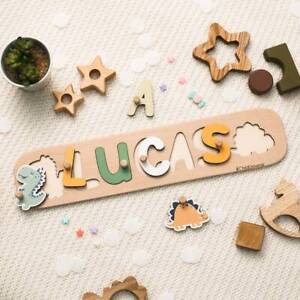 Baby Gift Personalized Name Puzzle Wooden Toy Custom Newborn Boy Toddler Girl