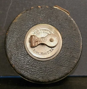 Starrett No. Vintage Cinta métrica de acero blanco HW 530 50 pies Pat. Pendiente - Óxido - Imagen 1 de 8