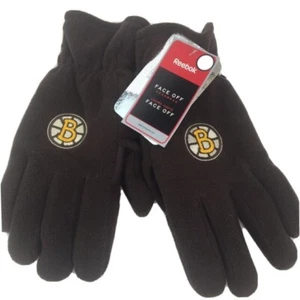 Reebok Boston Bruins Fleece Winter Gloves - Brown - Mens Large - Picture 1 of 2