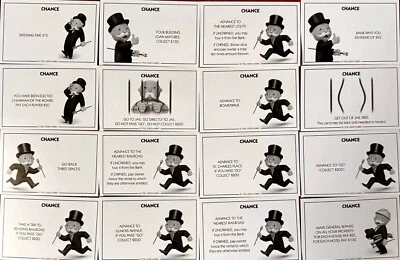 Monopoly PLAY FASTER SPEED DIE Chance Cards You Choose - Image 1 of 2