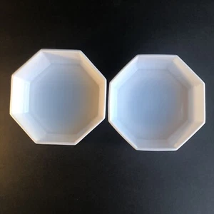Arcoroc Octime Octagonal Pair of Vintage White Milk Glass Cereal Bowls France - Picture 1 of 7