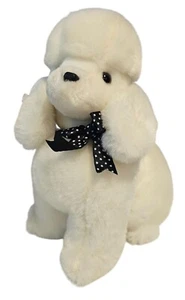 Ganz Bros Heritage Collection 1995 Barboncino Bianco Peluche Vintage Nero Fiocco Punti - Foto 1 di 8