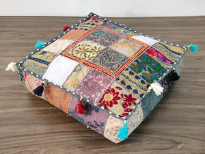 Handmade Multi Patchwork Cotton Box Cushion Cover Home Decor Floor Pillow Cover - Picture 1 of 8