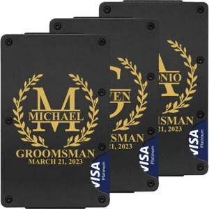 Set of 3 Personalized Custom Groomsmen RFID Blocking Wallets Wedding Gifts D7 - Picture 1 of 10