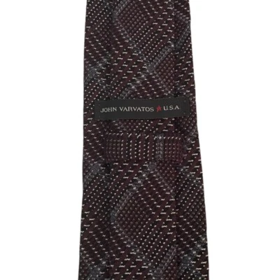 Corbata para hombre John Varvatos Star EE. UU. granate a cuadros lana/seda 3,25" (L) x 63" (W) usada en excelente estado Foto 1 de 4