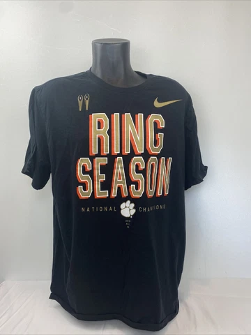 Nike Clemson Tigers Mens 2XL Shirt 2018 National Champions Ring Season Black Cover