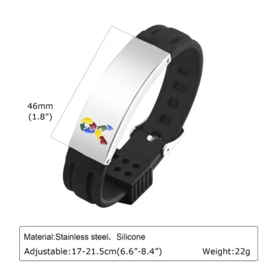 Pulseras de identificación de autismo personalizadas gratuitas Vnox para adolescentes niñas niños silicona suave Foto 1 de 4