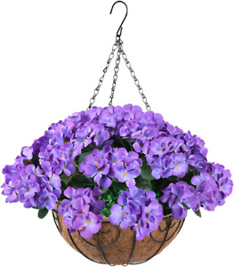 Zfprocess Artificial Flowers Hanging Basket with Begonia Silk Flowers for Out...