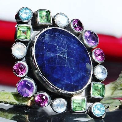 Anillo Nicky Butler plata de ley 925 talla 6 11,70ct lapislázuli multi piedras preciosas 10,7gr Foto 1 de 4