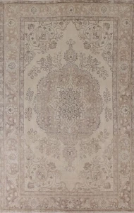 Vintage Muted Tebriz Evenly Low Pile 6'x10' Area Rug Distressed Hand-knotted - Picture 1 of 12
