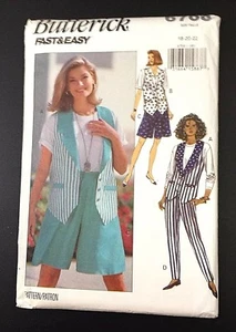 Butterick 6708 Fast & Easy Misses Vest Shorts Pants 18 20 22 UC FF New Old Stock - Picture 1 of 4