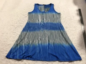 Yumi Day Tank Dress Womens M Medium Blue Gray Striped Dyed Pockets Scoop - Picture 1 of 13