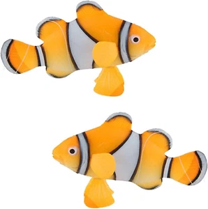 2 Pack Silicone Artificial Aquarium Floating Clownfish Decoration Fish Tank Deco - Picture 1 of 12