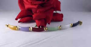 14k Gold Multi Gemstone Asian Inspired Bracelet 15.21g CAT RESCUE - Bild 1 von 2