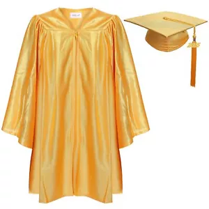 Unisex Shiny Kindergarten Graduation Gown Cap with Tassel 27 Gold - Picture 1 of 4