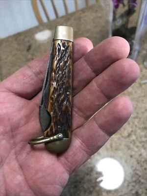 老式 CAMILLUS CUTLERY CO. 轻松开封口袋刀 美丽骨柄 — 第 1/4 张图片