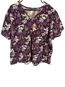 Disney Olaf  Winter Chill Out  Scrub Top, Size 3X V-neck, 3 Pockets Uniform - Picture 1 of 5