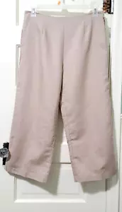 NEW Jaclyn Smith Summer Classic LINEN COTTON Crop Capri Pants Medium Tan SideZip - Picture 1 of 12