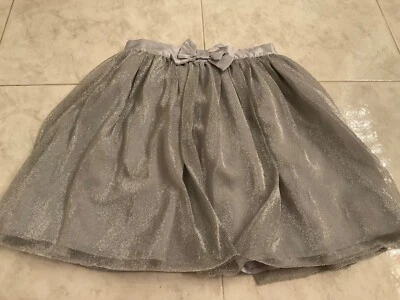 Hartstrings Silver Mesh Party Girls Skirt With Bow. Size 14 - Image 1 of 4
