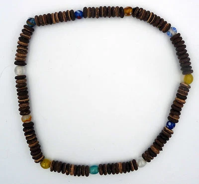 Surfer schmuck Surferkette Surfkette Herren Männer Hals Kokos Holz Glasperlen - Bild 1 von 2