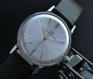 NOS Poljot De LUXE LUCH Extra SLIM Watch Men's Vintage 1970 Case St.Steel R. - Picture 1 of 10