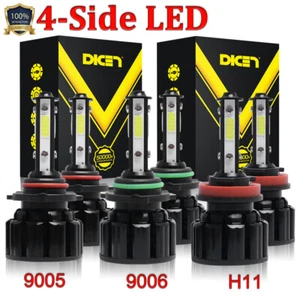 4-Sides 9005 9006 H11 LED Combo Headlight Fog Lights Kit 6000K Hi/Low Beam Bulbs - Picture 1 of 12