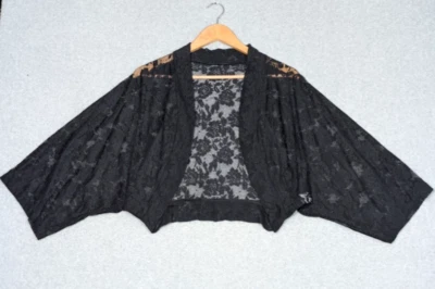 Tiana B Cropped Shrug Pullover Womens Large Sheer Lace Whimsigoth Made in USA - Image 1 of 4