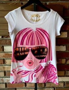 NUEVO CON ETIQUETAS CUSTO BARCELONA JIA CUSTO BLANCO S/S Camisa / Top NUEVO DIVERTIDO - DIFÍCIL DE ENCONTRAR MD - Imagen 1 de 2